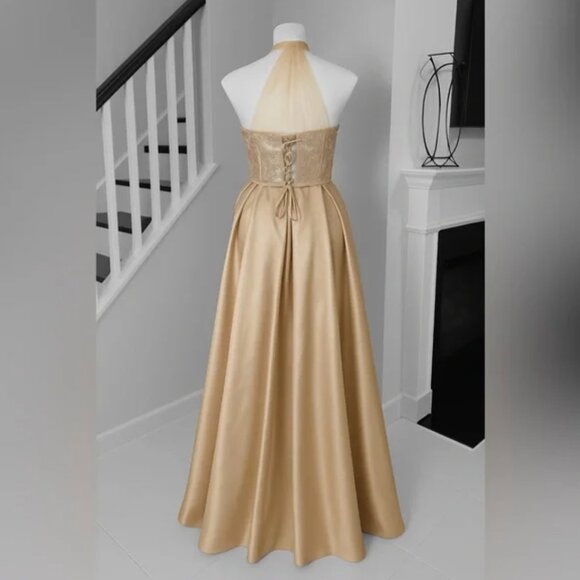 NWOT Faeriesty Sequin Top Strapless Champagne Gown Dress - Picture 11 of 11